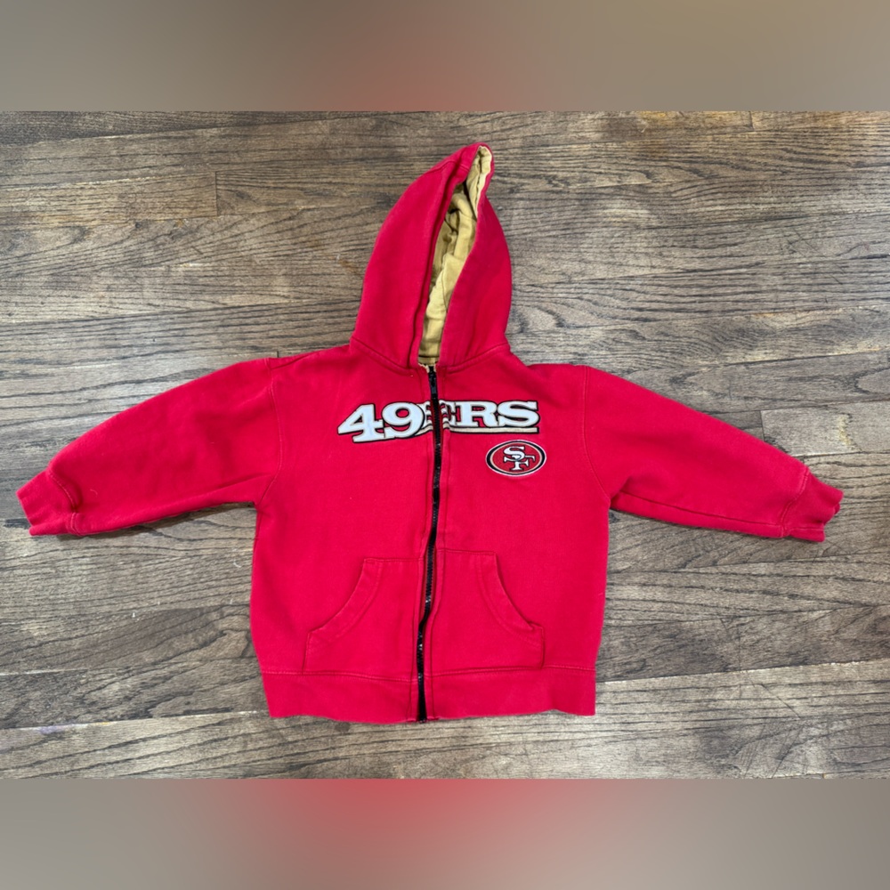 NFL Team Apparel San Francisco 49ers Boys Red Full Zip Hoodie Size M (5/6)
